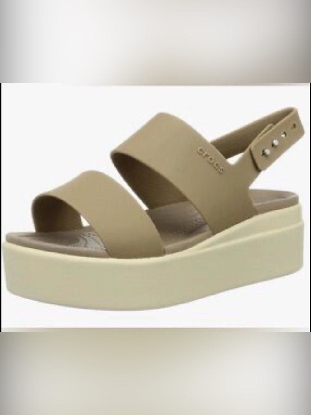 CROCS Women's Olive Green Platform Sandal with Cream Sole